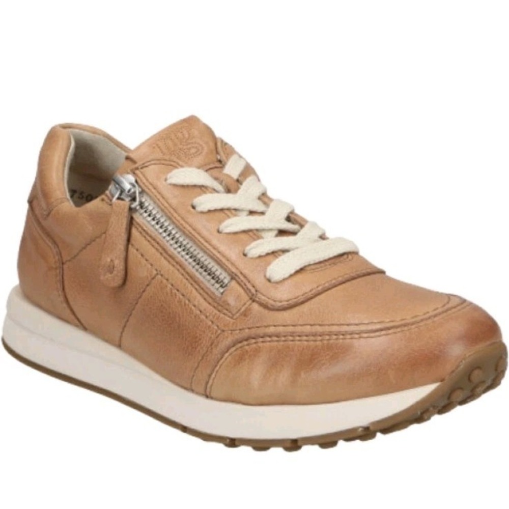 Paul Green Leather Tan Sneaker Woman 5.5 Zip Side Lace‎ Up Trainer Casual Shoe